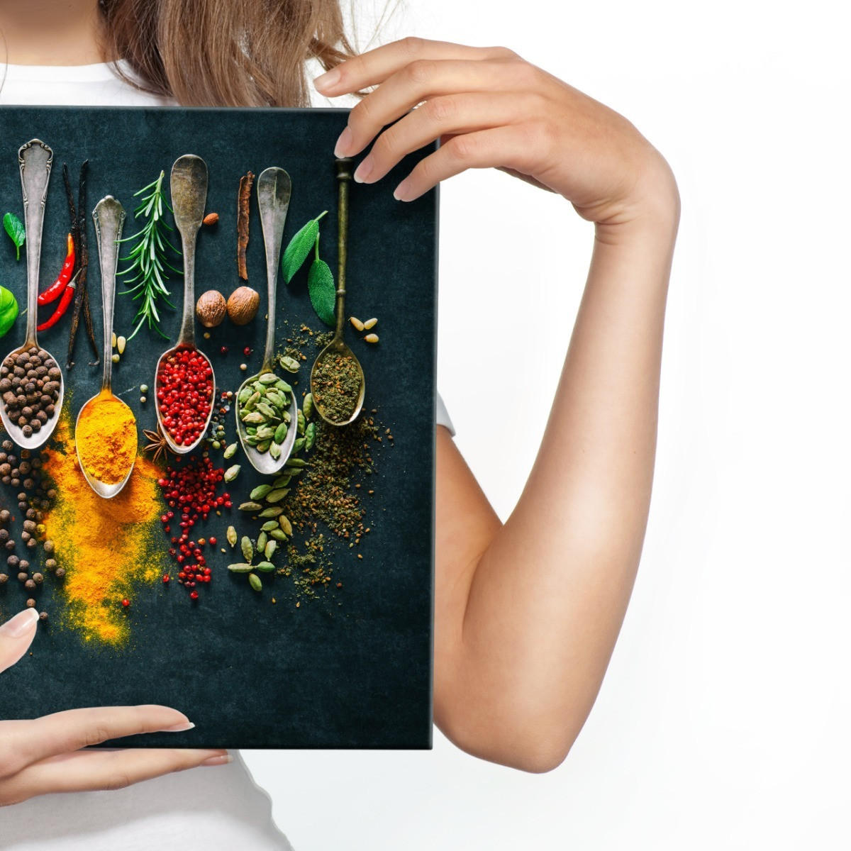 Thumbnail - Muralo Leinwandbild, Beige, Braun, Grau, Grün, Orange, Rot, Schwarz, Textil, Kiefer, Essen/Getränk, Rechteckig, 90x60 cm...