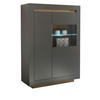 VITRINE anthrazit, Wotan Eiche, Highboard mit viel Stauraum - Eichefarben/Anthrazit, Glas/Holzwerkstoff (96/136/38cm) - Furn.Design