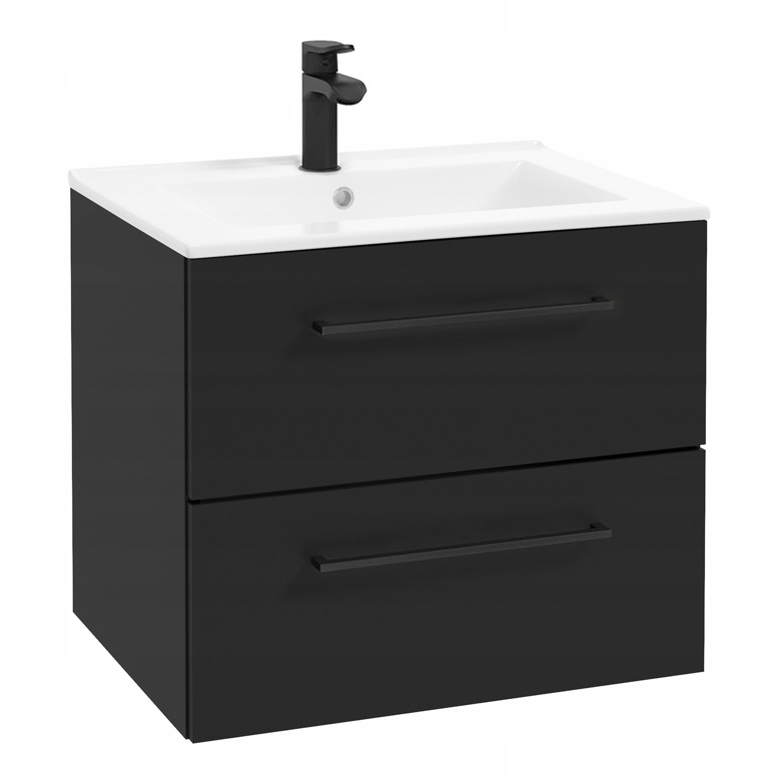 WASCHTISCHKOMBI 60cm mit Waschbecken schwarz - Schwarz, Holzwerkstoff (60/50/45cm) - Stamar