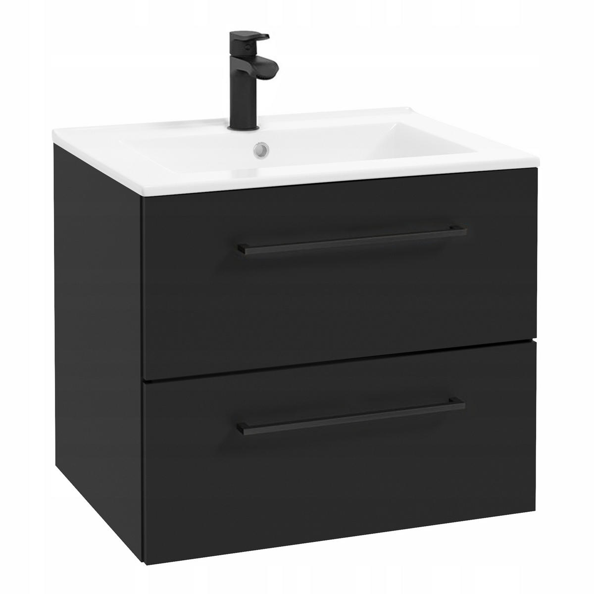 WASCHTISCHKOMBI 60cm mit Waschbecken schwarz - Schwarz, Holzwerkstoff (60/50/45cm) - Stamar