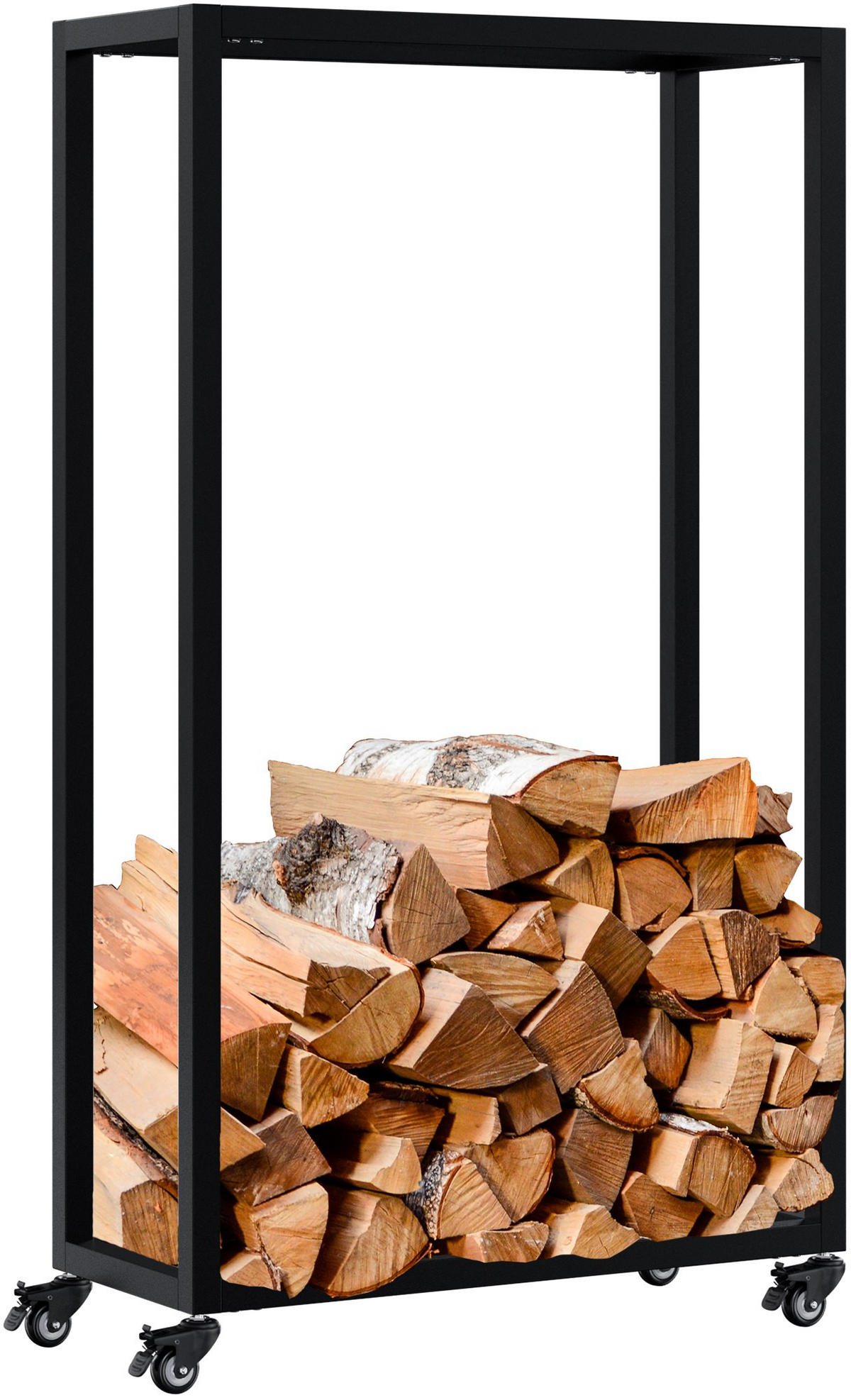 KAMINHOLZREGAL 60/25/100 cm Metall Schwarz - Schwarz, Metall (60/100/25cm) - CLP