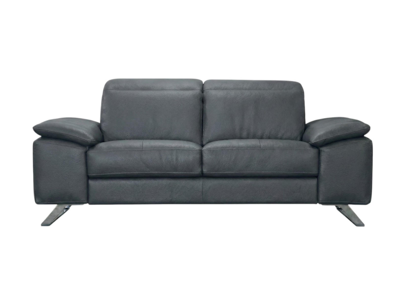 3-SITZER Sofa Genius Echtleder Anthrazit - Anthrazit, Leder/Metall (220/80/104cm)