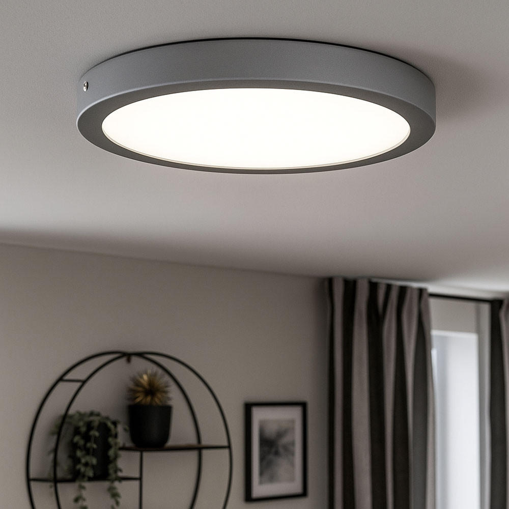 LED DECKENLEUCHTE Aufbaulampe Silber Chrom Matt - Silberfarben, Metall (30/30/3.2cm) - Briloner