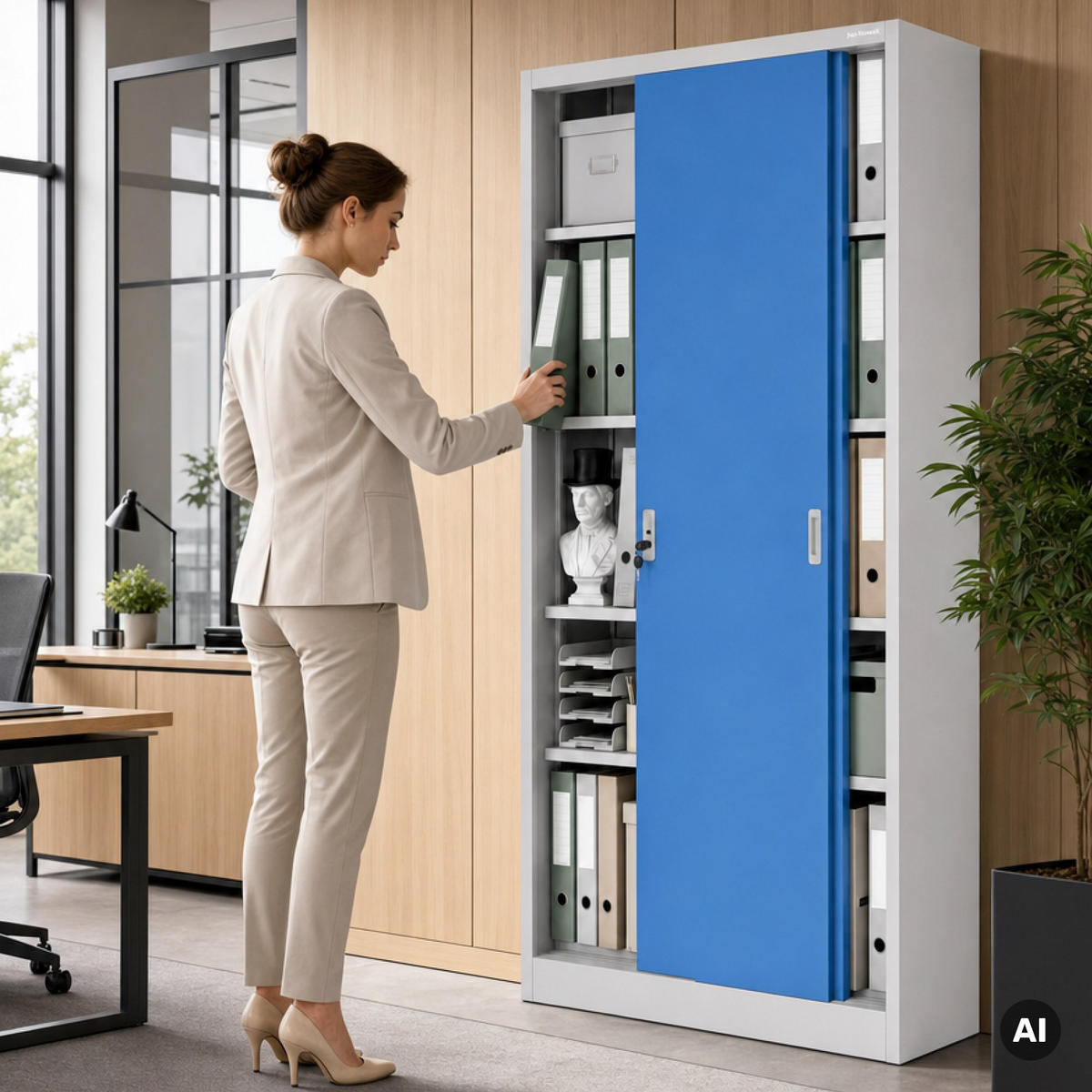 SCHIEBETÜRENSCHRANK KUBA 185x90x40 cm - Blau/Grau, Metall (90/185/40cm) - Jan Nowak