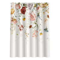 DUSCHVORHANG Rankende Blumen Aquarell 180/180 cm - Pastellblau, Textil (180/180cm) - Bilderwelten