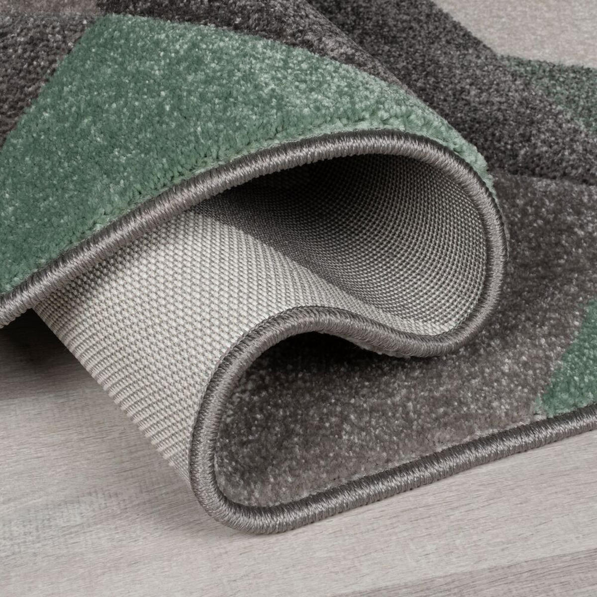 TEPPICH 3D-Relief-Design, handgeschnitzt NIDD RUTH, Grün-Grau 200x290 cm - Grün, Textil (200/290cm) - KADIMA DESIGN