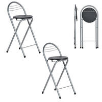 BARHOCKER 2er Set klappbar Sitzhöhe 61 cm Schwarz und Silber - Multicolor, Metall (36/79/41cm)