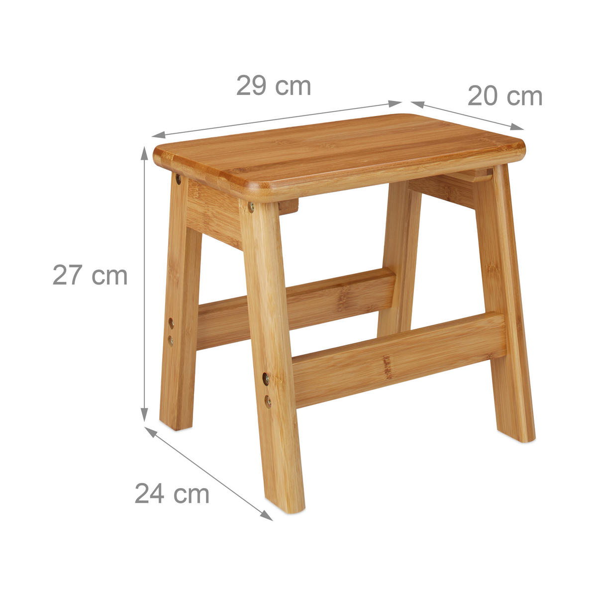 FUSSBANK - Hellbraun, Holz (29/27/24cm) - Relaxdays