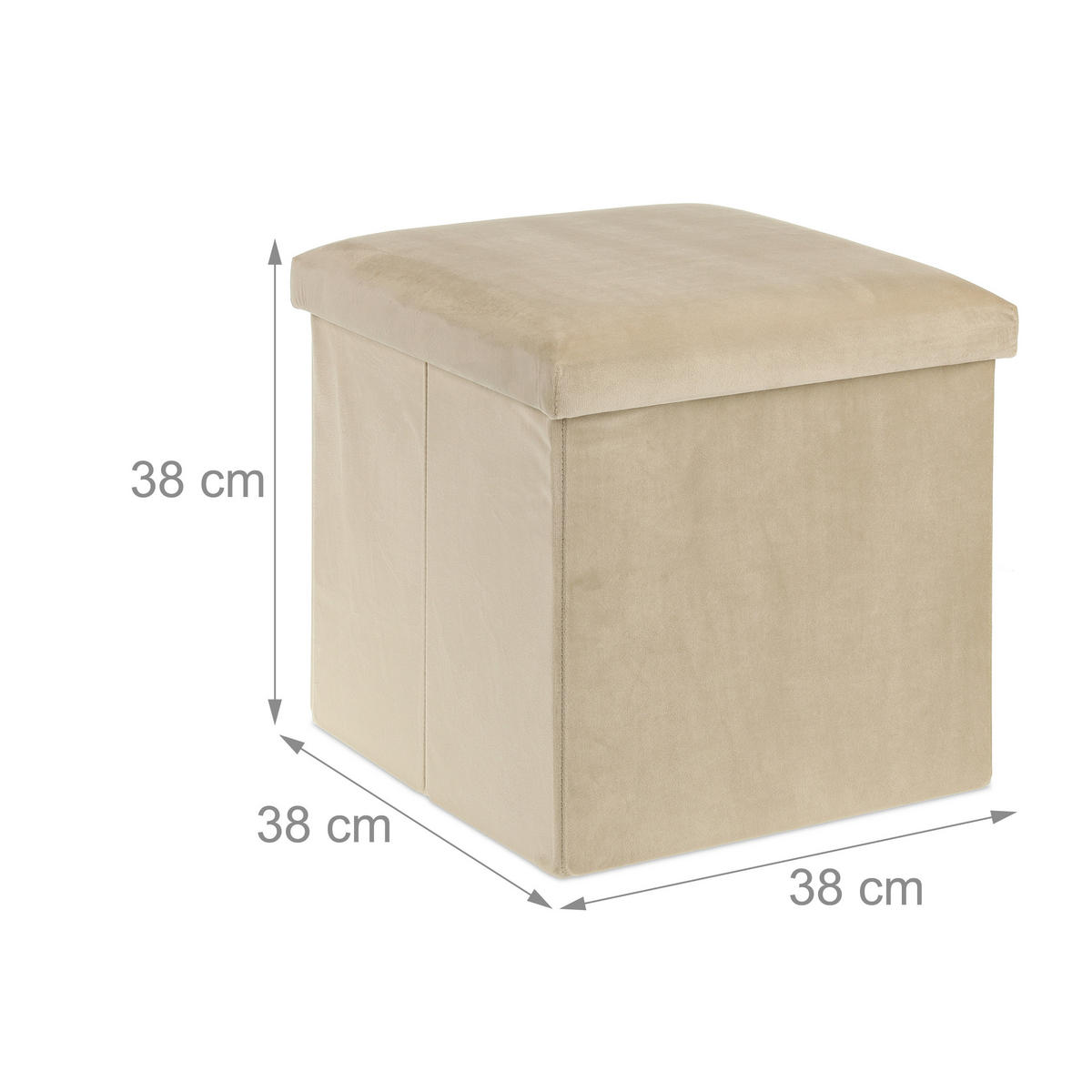 SITZHOCKER - Creme, Holzwerkstoff/Textil (38/38/38cm) - Relaxdays