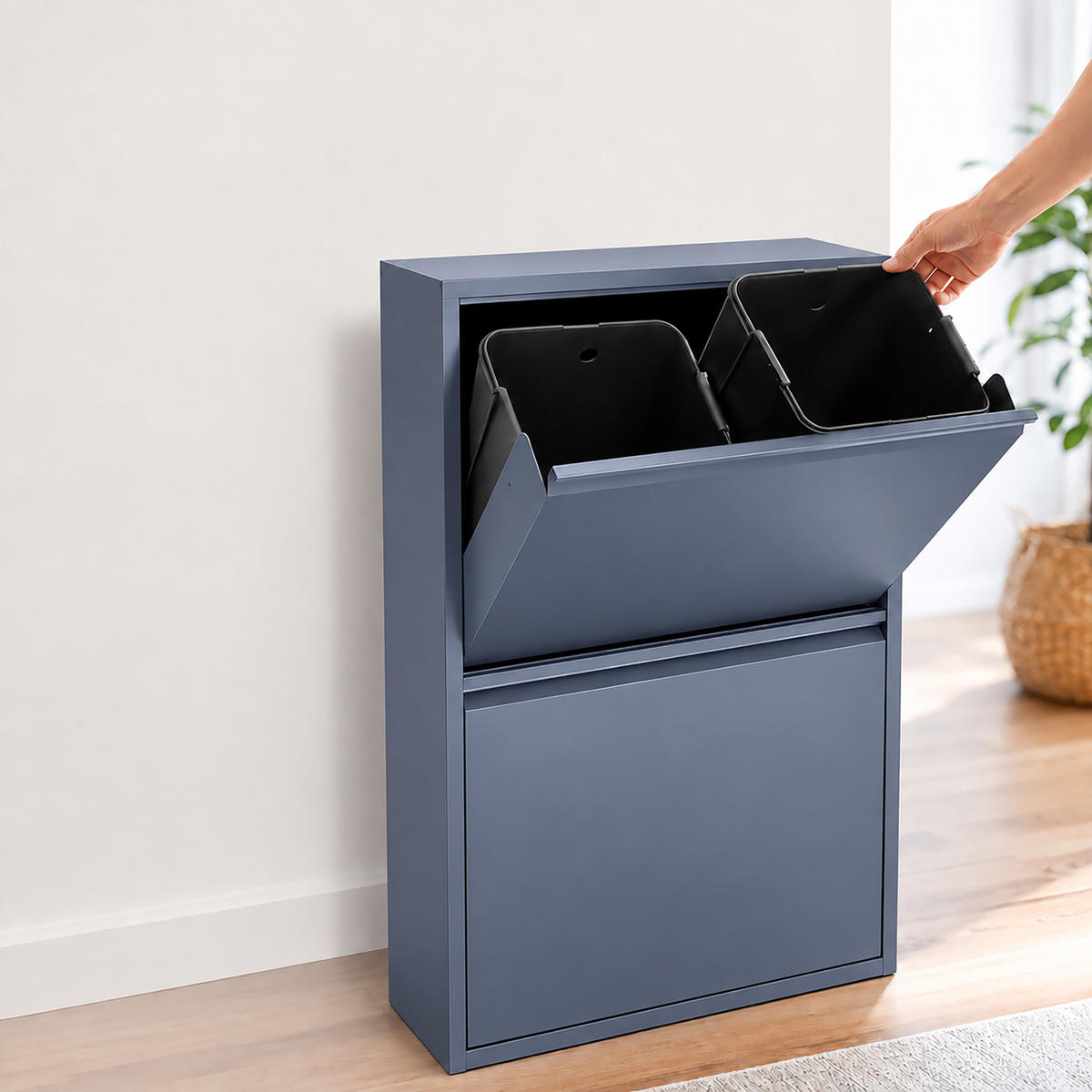 SOPKÄRL Antracit 4-fack metall 4x18 l - Antracit, Metall/Plast (60/93/25cm) - Relaxdays