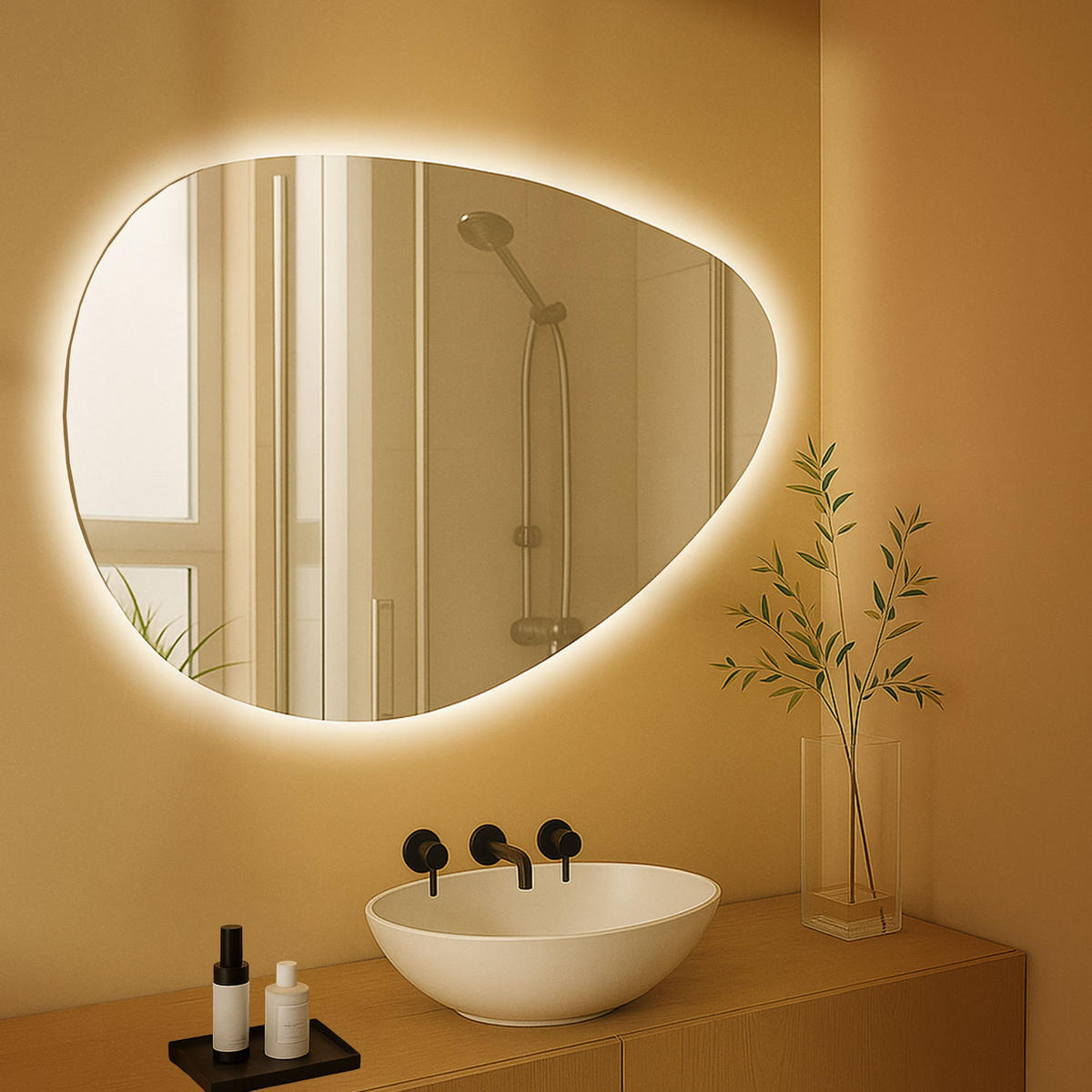 BADSPIEGEL Basel 65x75 Bluetooth 75x3,5x65cm Glas Klarglas Badezimmerspiegel - Klar, Glas (75/65/3.5cm) - DELUKE