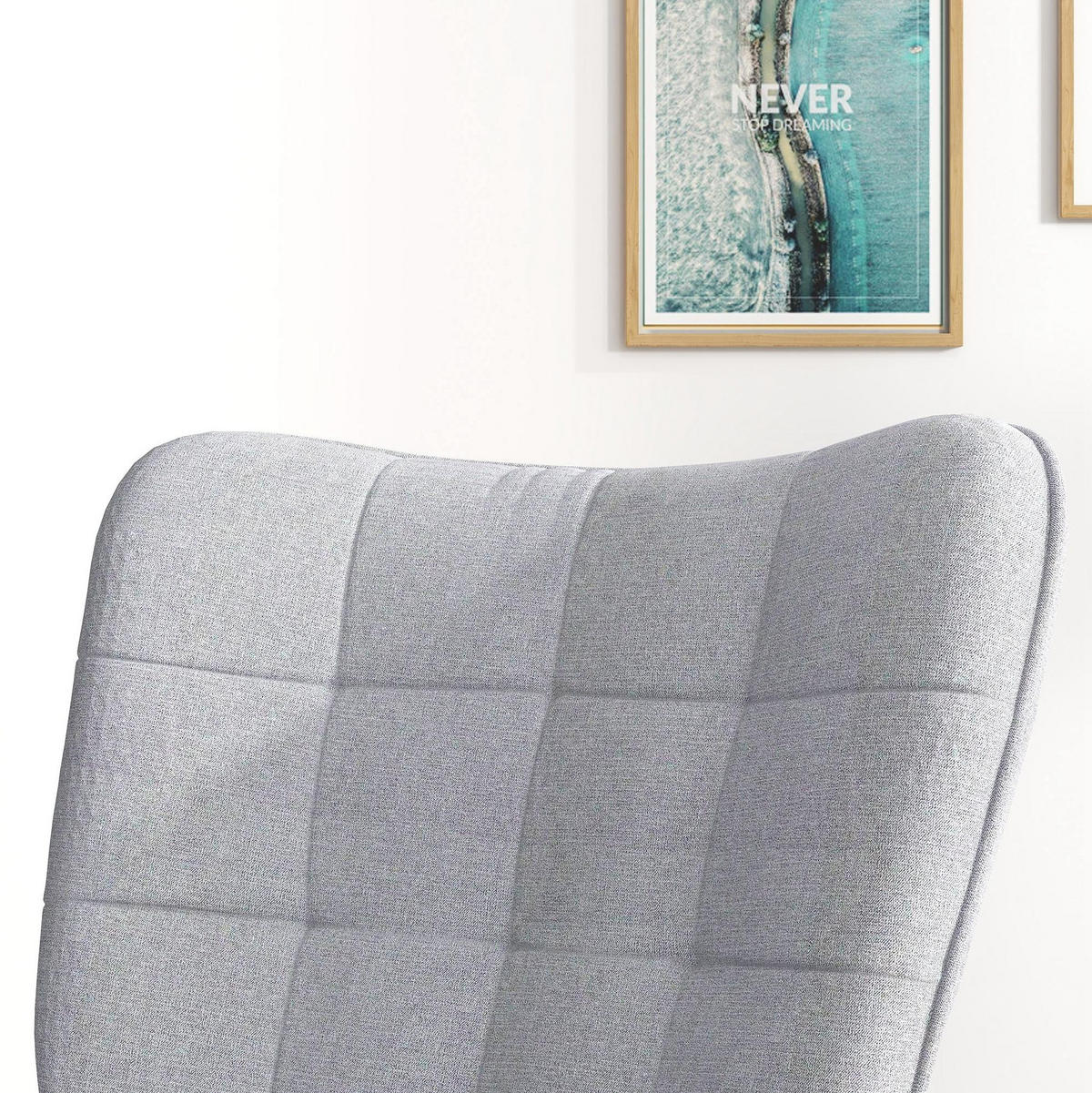 SCHAUKELSTUHL Set mit Hocker Polyesterbezug, Metallgestell 64/89/90 cm Hellgrau - Hellgrau, Textil (89/90/64cm) - Redom
