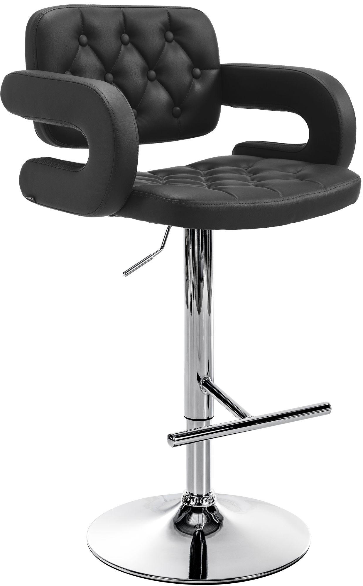 BARHOCKER Lederlook schwarz - Chromfarben/Schwarz, Textil/Metall (62/103/55cm) - CLP