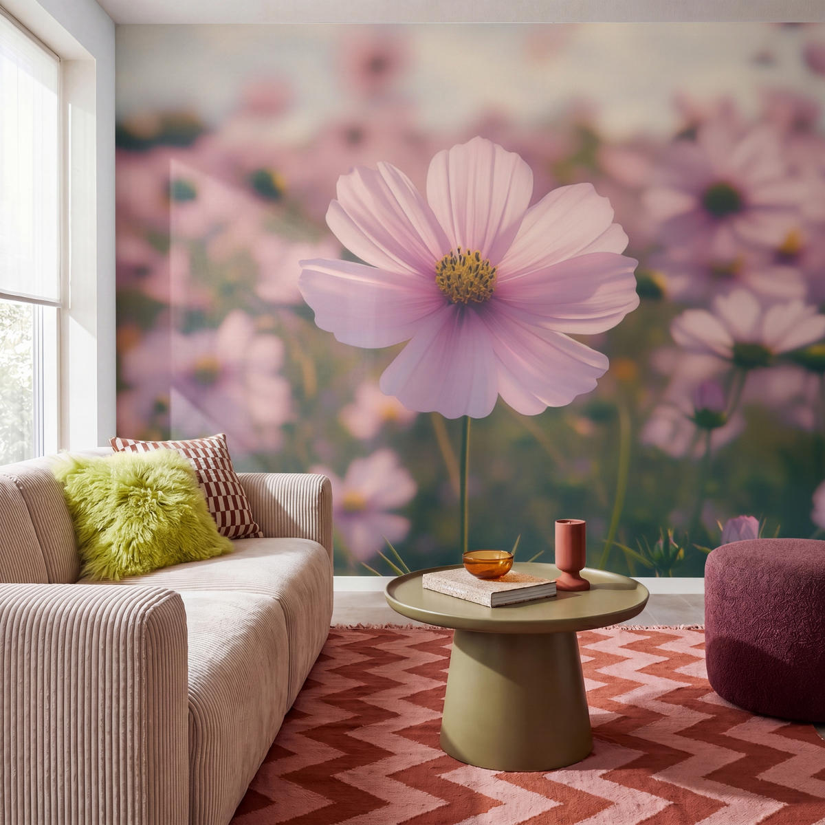 TAPETE - Blumen - Lila - Unscharf - 280x240 cm - Rosa, Papier (280/240cm) - OnlyWow