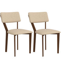 ESSZIMMERSTÜHLE 2er-Set DE-13238 Leinenbezug & Holzbeine Beige - Beige, Metall (56/85/49cm) - ComfortXL
