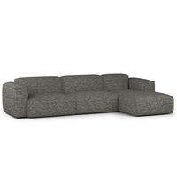 3-SITZER ECKSOFA mit Longchair - Schwarz/Grau, Kunststoff/Textil (317/173cm) - home24