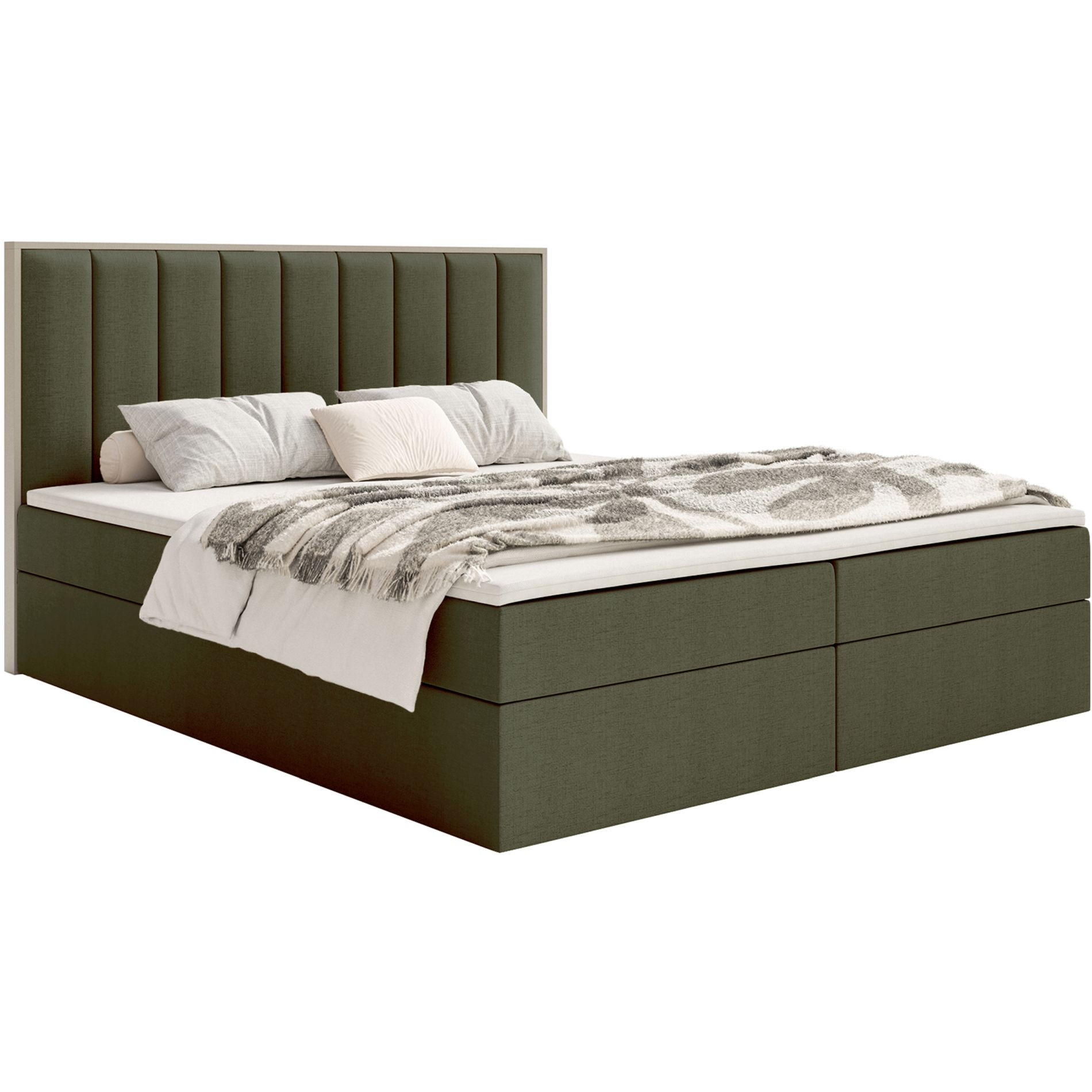 BOXBETT Togents Dunkelgrün Chenille hydrophob 180x200 cm - Dunkelgrün, Textil (180/200cm) - Selsey