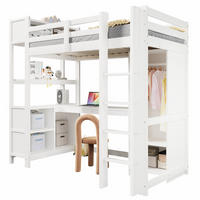HOCHBETT 90x200 cm in Weiß mit Schreibtisch, Regalen und Kleiderschrank - Weiß, Holz (90/200cm) - IVMEU