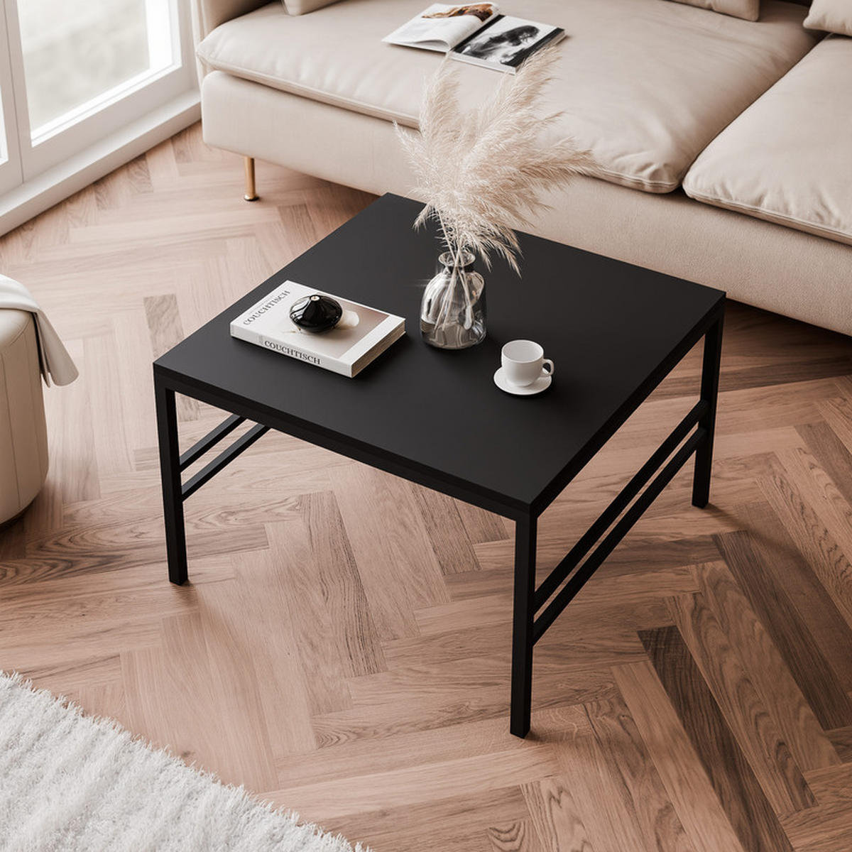COUCHTISCH FORMA 60/60 cm Quadrat, Schwarz matt - Schwarz, Metall (60/60/46cm) - Idohome