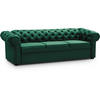SCHLAFSOFA Chester 3-Sitzer, im Chesterfield-Stil, Dunkelgrün - Wengefarben/Dunkelgrün, Textil (252/82/92cm) - Beautysofa