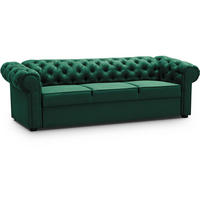 SCHLAFSOFA Chester 3-Sitzer, im Chesterfield-Stil, Dunkelgrün - Wengefarben/Dunkelgrün, Textil (252/82/92cm) - Beautysofa