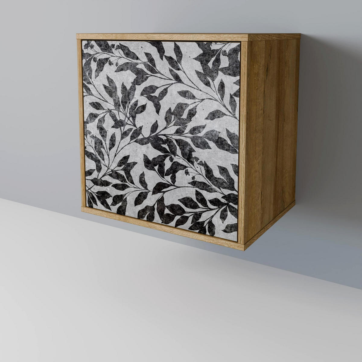 SIDEBOARD CHARCOAL SPROUT, Eichefarben, 57,5x42x67,5 cm, Schwarze Metall-Rahmenfüße - Eichefarben/Multicolor, Holzwerkstoff/Metall (57.5/67.5/42cm) - SpaceRebels