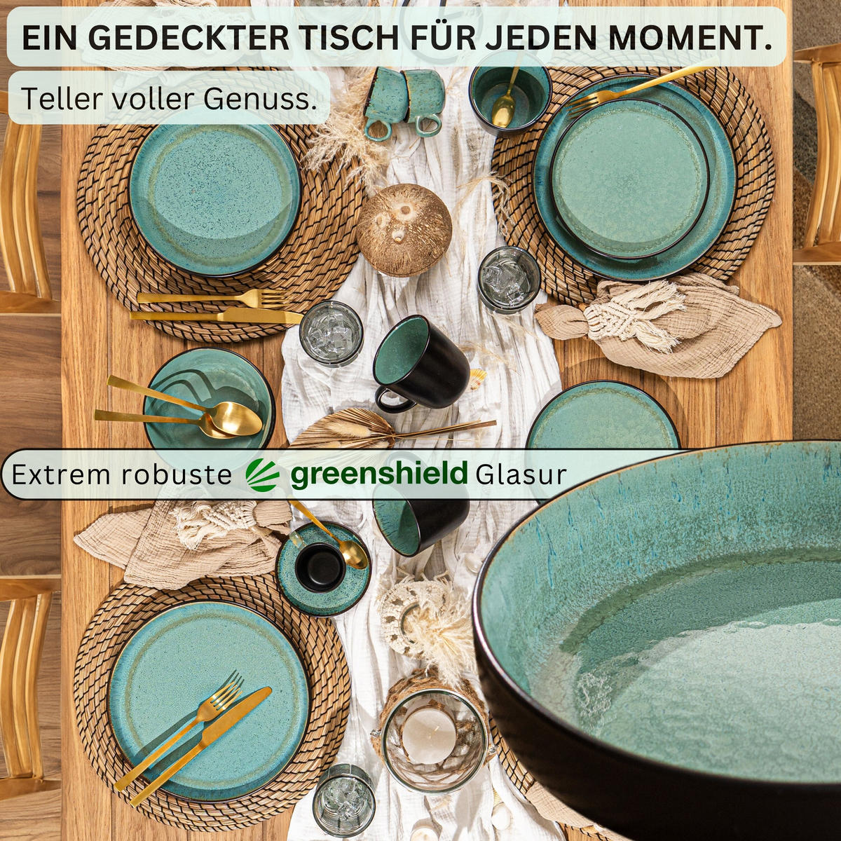 PASTASCHALEN SET FIJI - 6 teilig aus Steingut - Grün, Keramik (22cm) - Sänger