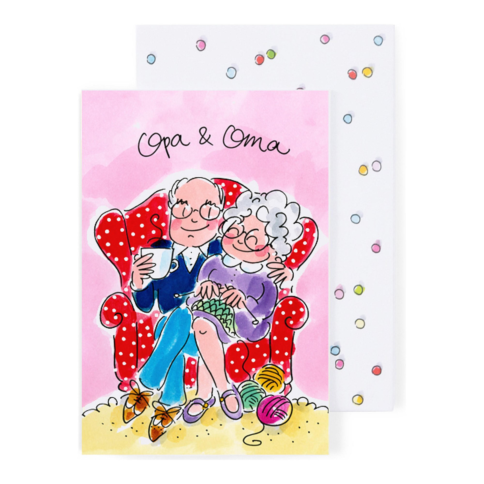 GRUSSKARTE Opa & Oma - Die Keksdosenkönige in Bunt - 17 x 11,5cm - Multicolor, Papier (11.5/0.2cm) - Blond Amsterdam