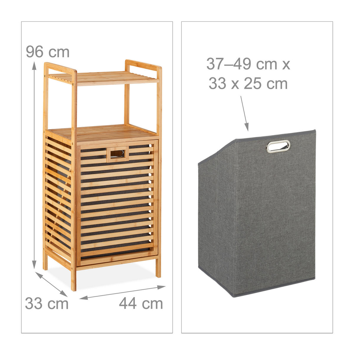 BADREGAL - Hellbraun, Holz/Textil (44/96/33cm) - Relaxdays