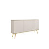 KOMMODE ORO - K-160, 2-Türen, 2-Schubladen, Push-to-Open 160x39x85 cm Beige/Gold - Beige/Goldfarben, Holzwerkstoff/Kunststoff (160/85/39cm) - DomoHome