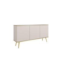 KOMMODE ORO - K-160, 2-Türen, 2-Schubladen, Push-to-Open 160x39x85 cm Beige/Gold - Beige/Goldfarben, Holzwerkstoff/Kunststoff (160/85/39cm) - DomoHome