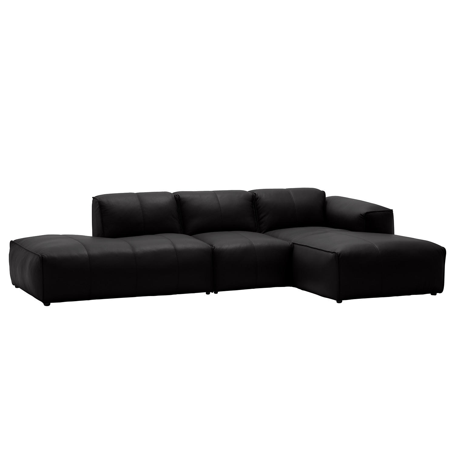 ECKSOFA mit Chaiselongue - Schwarz, Leder/Kunststoff (290/173cm) - home24
