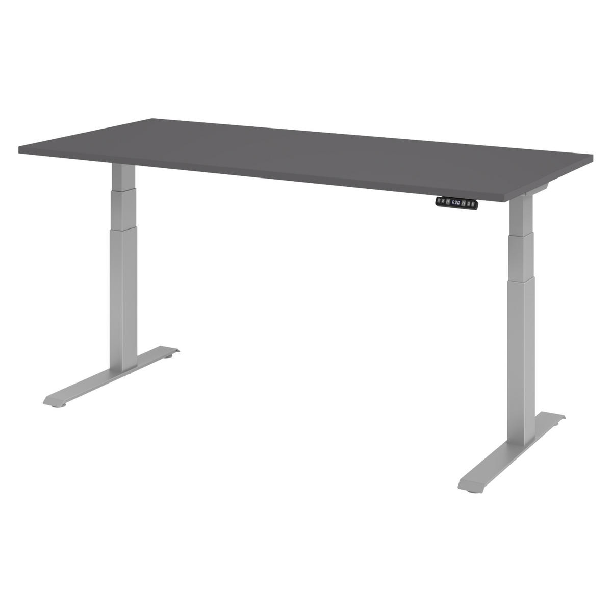 SCHREIBTISCH elektrisch XDKB 80/180/74 cm in Graphitfarben/Silberfarben - Silberfarben/Graphitfarben, Holzwerkstoff (80/180/74cm) - bümö