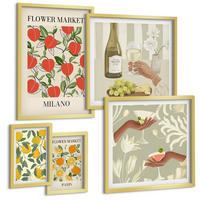BILDER SET 5er Set - 50x50 cm & 20x30 cm & 40x60 cm Goldrahmen - Strandmotive, Muscheln, Wellen - Goldfarben, Kunststoff (40/60cm) - TULUP