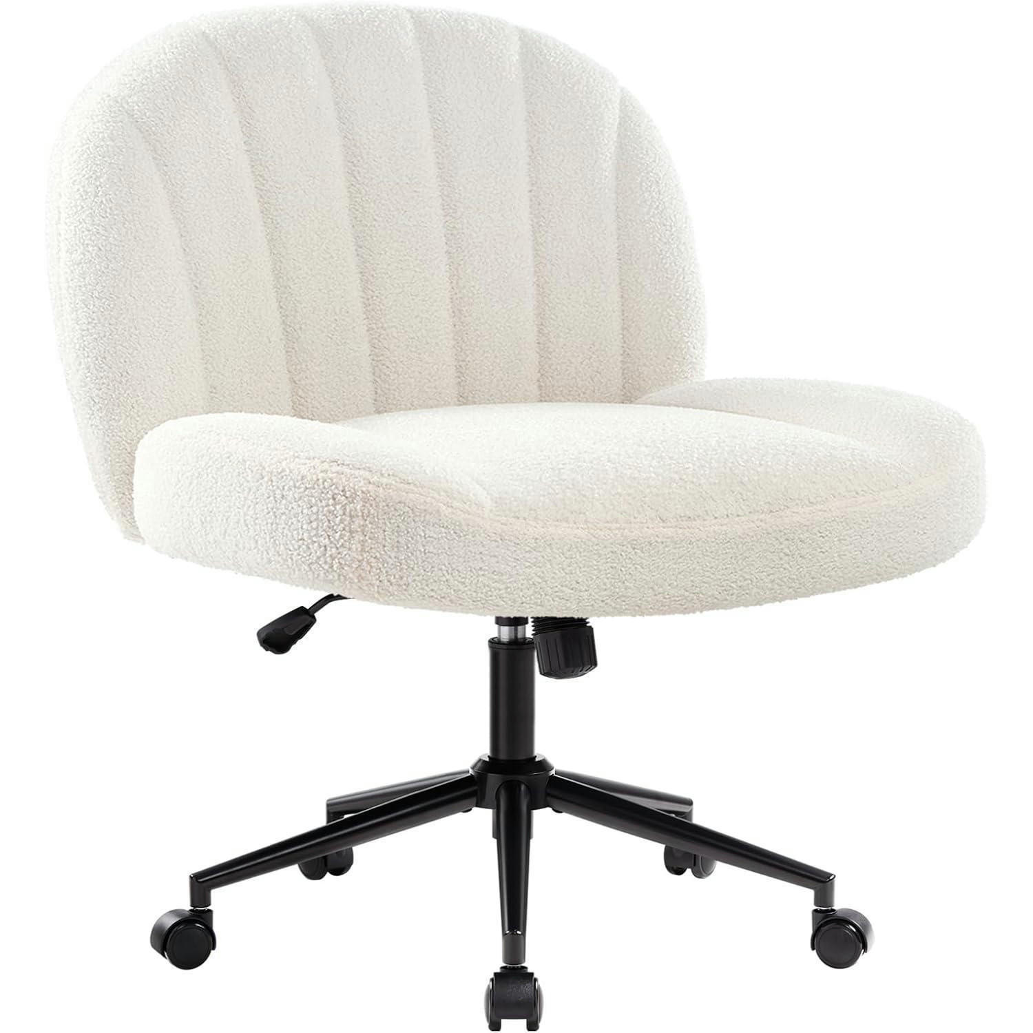 BÜROSTUHL ohne Armlehnen Stoff Weiß Höhenverstellbar - Weiß, Textil (62/85/49.5cm)
