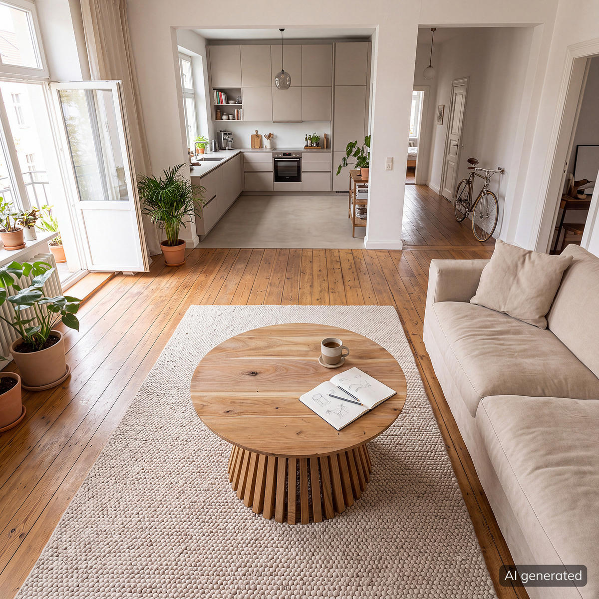 COUCHTISCH - Akazie massiv - Akaziefarben, Holz (80/80/40cm) - home24