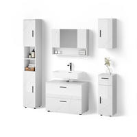 BADMÖBEL-SET Ronco Weiß Hochglanz 5 Teile - Weiß Hochglanz/Weiß, Holzwerkstoff (41/80/58cm) - Livinity®