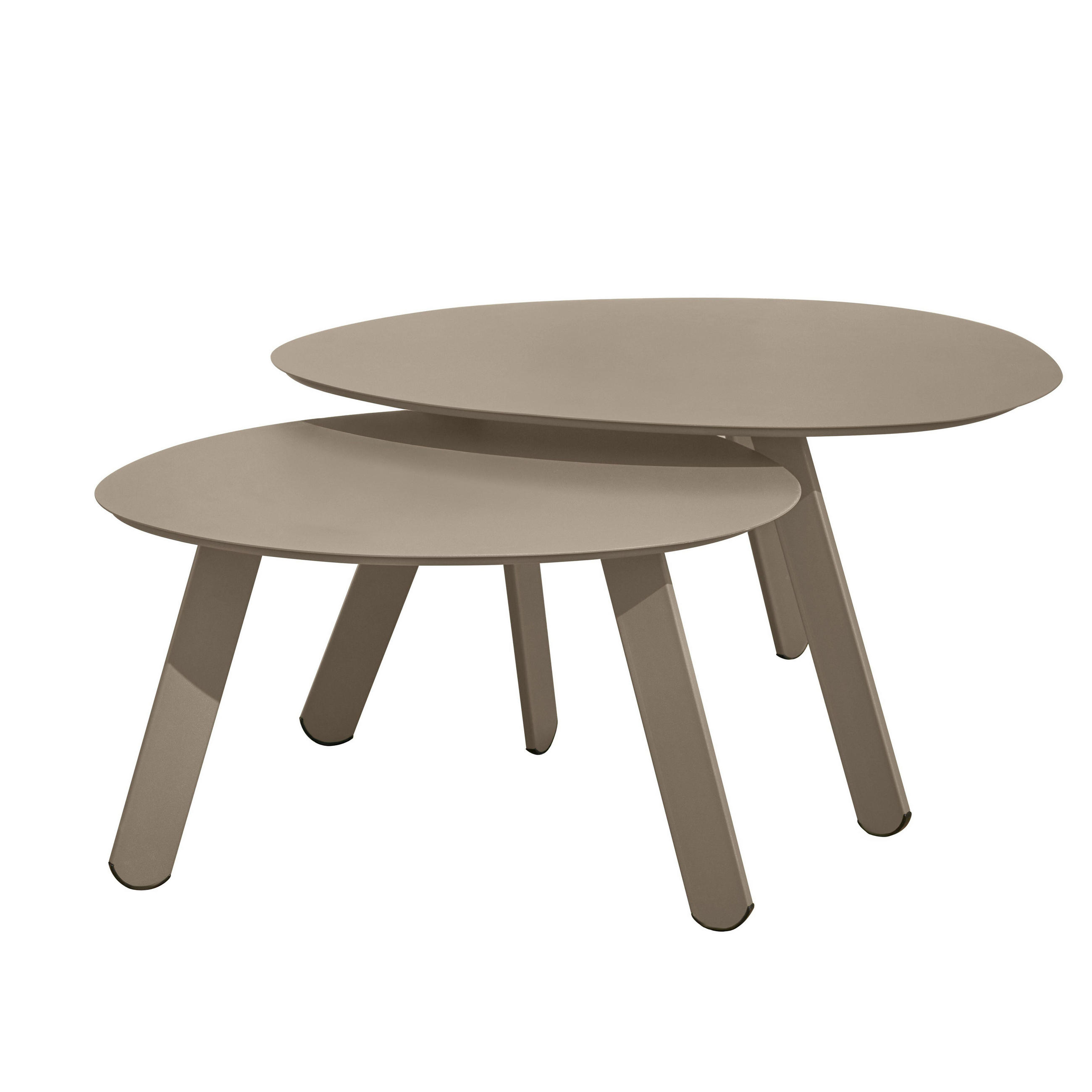 COUCHTISCH 2-tlg., Taupe - Taupe, Metall (68/68/40cm) - Oviala
