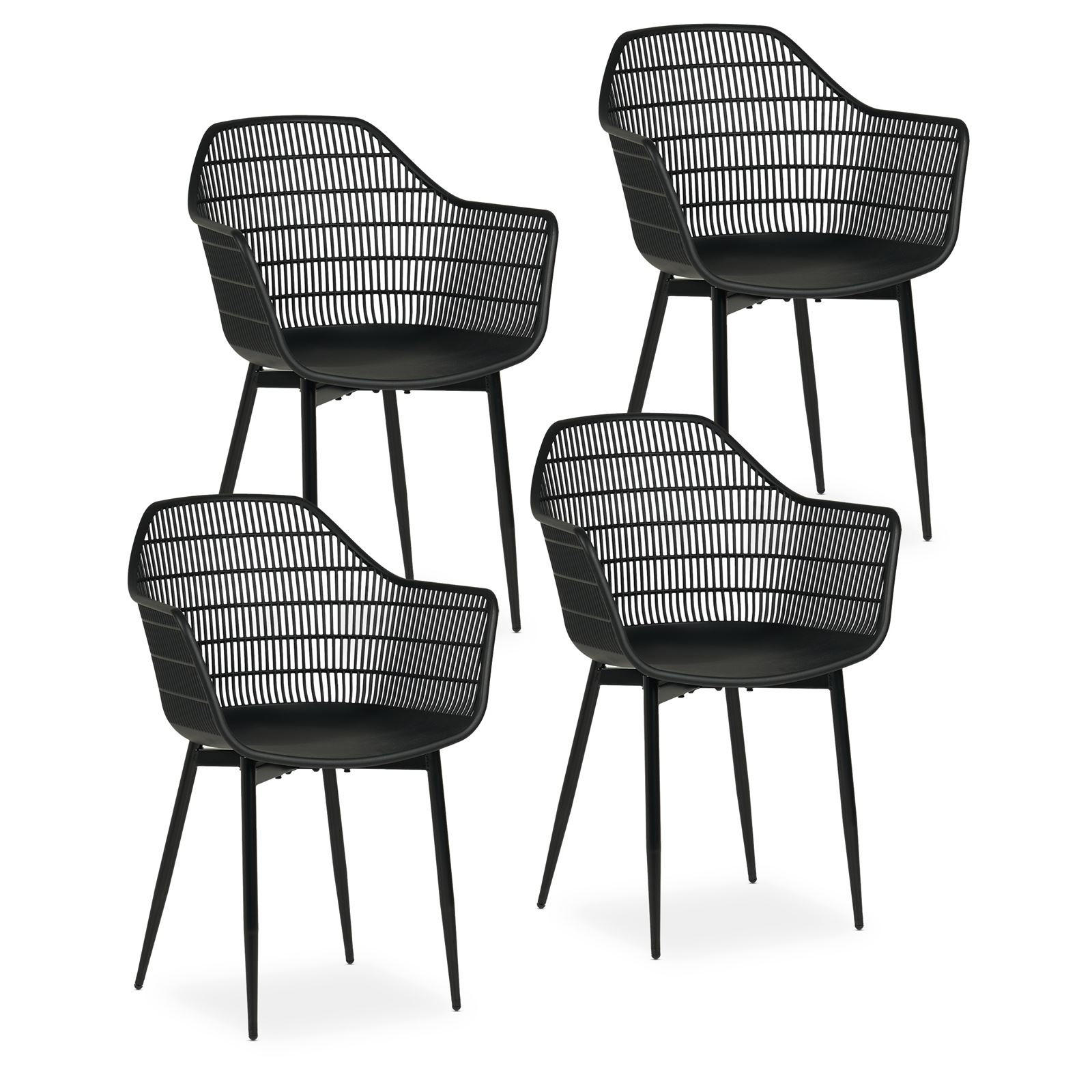 GARTENSTÜHLE MARGHERITA 4er-Set schwarz - Schwarz, Textil (60/86/52cm) - IDIMEX