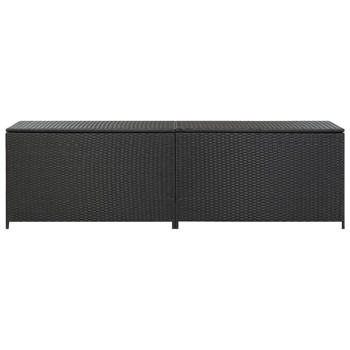 GARTENBOX Poly Rattan 200x50x60 cm Schwarz - Schwarz, Holz (200/60/50cm) - furnicato