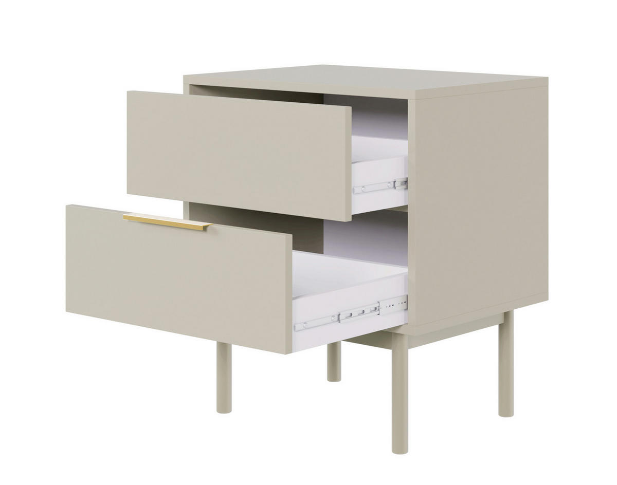 NACHTSCHRANK Viviaro Graubeige 54 cm - Greige/Goldfarben, Holz/Holzwerkstoff (54/61/39cm) - Selsey