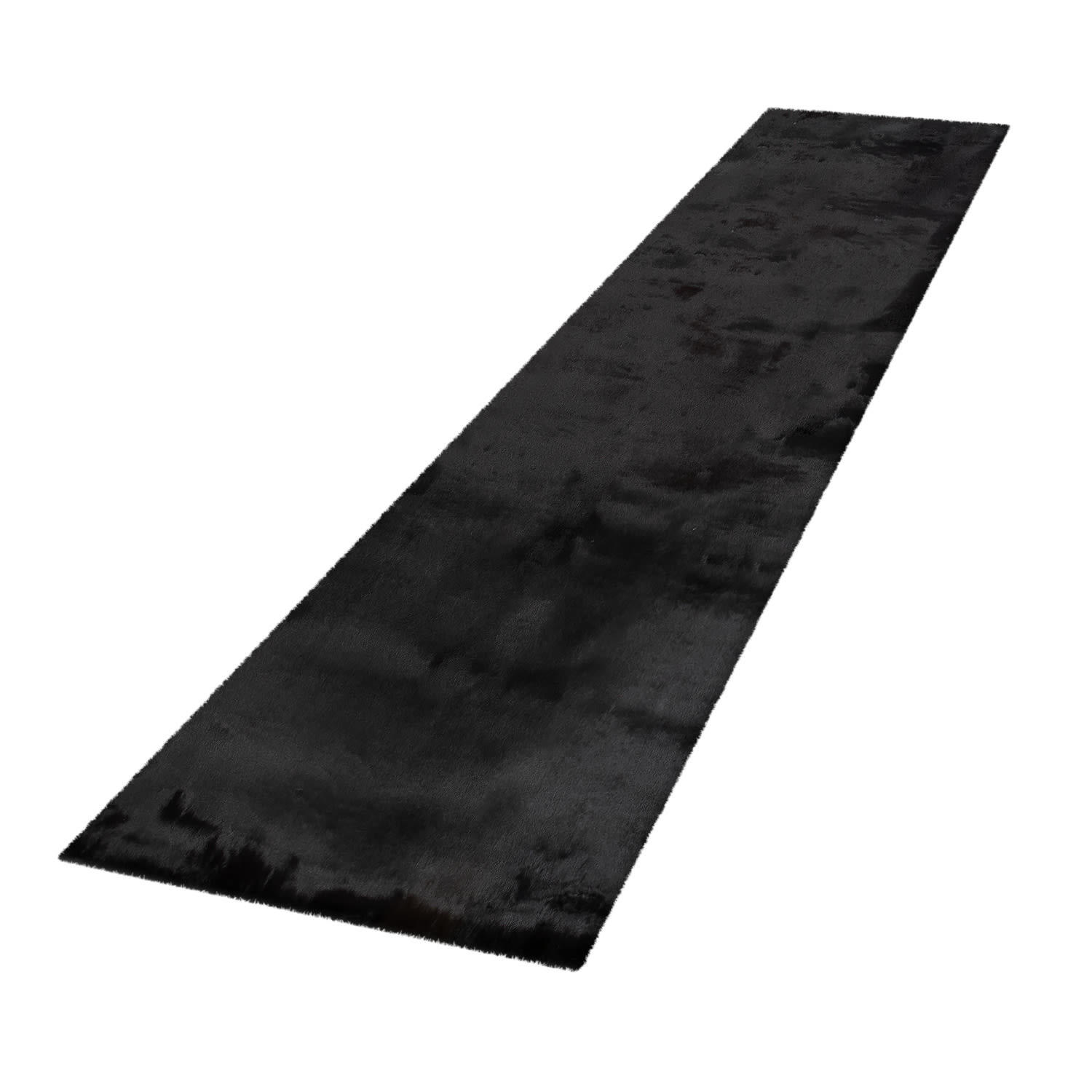 Kadima Design Hochflorteppich, Schwarz 80x300 cm