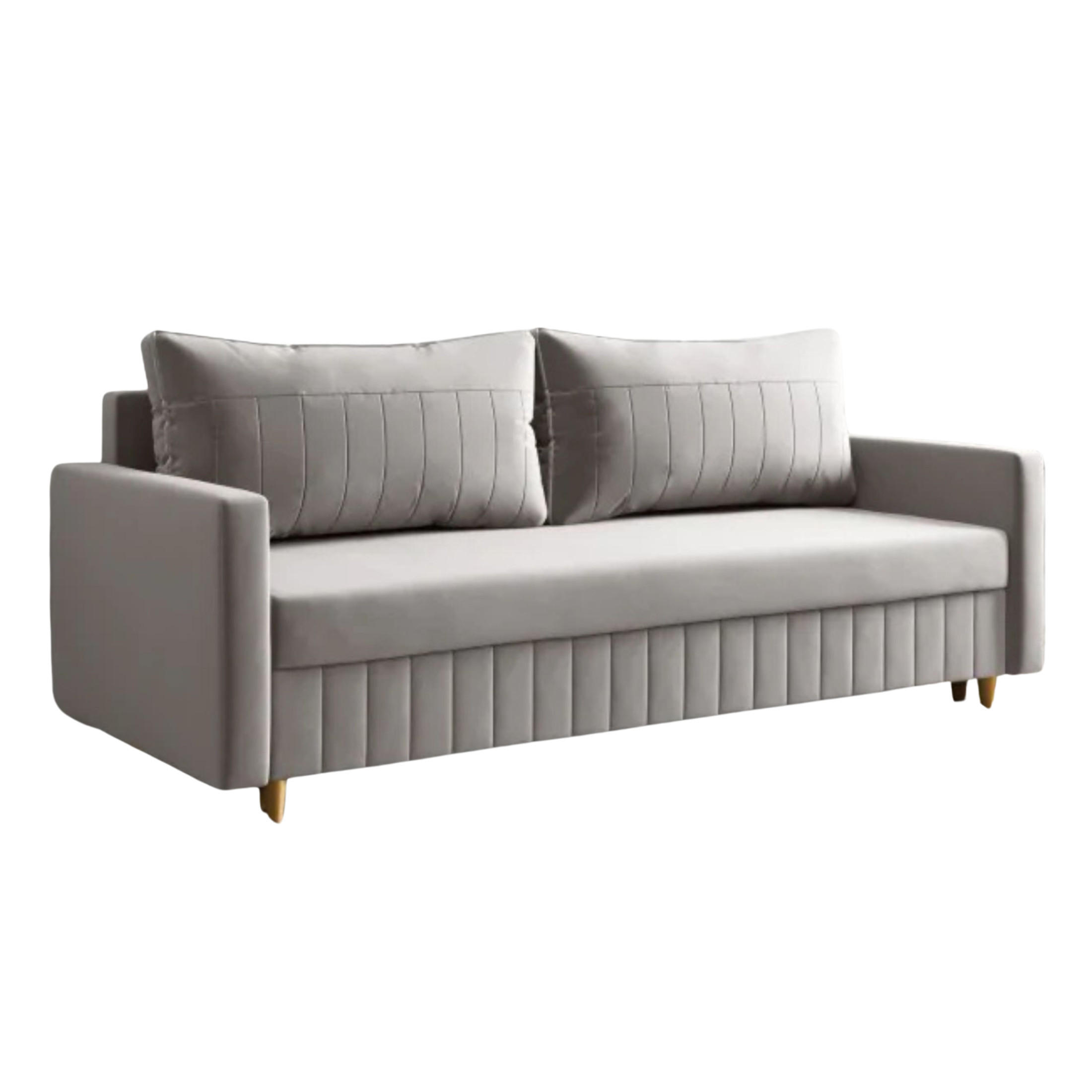 SCHLAFSOFA MARO, Sofa mit Schlaffunktion und Bettkasten, Farbe: Grau, Veloursstoff - Grau, Textil (217/92/85cm) - Sepro Meble