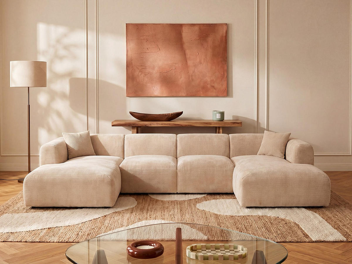 RECAMIERE ohne Schlaffunktion - 1 Person - samt - beige Pogni - Beige, Textil (130/73/97cm) - Vente-Unique