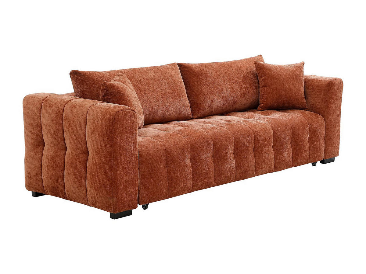 SCHLAFSOFA - 3 Personen - stoff - terracotta Panilo - Terracotta, Textil (240/85/97cm) - Vente-Unique