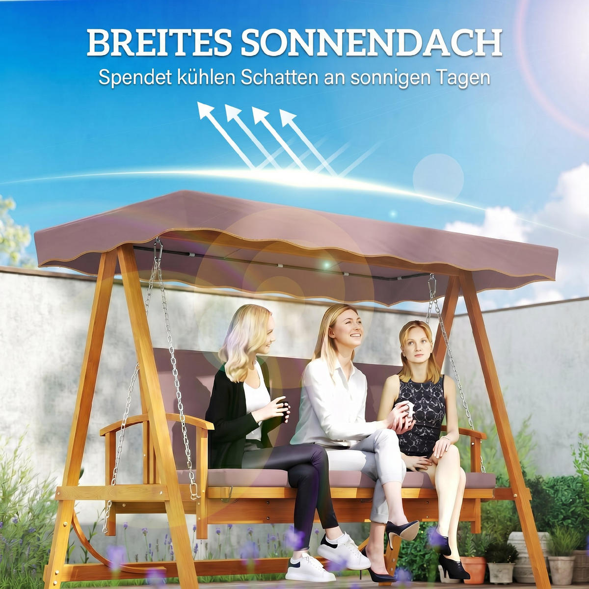 HOLLYWOODSCHAUKEL Braun 236.0/130.0/181.0cm - Braun, Holz (130/181/236cm)