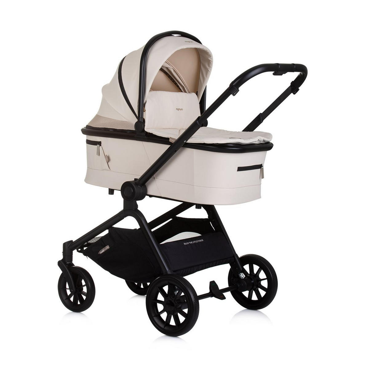 KOMBIKINDERWAGEN Magnum 3 in 1 creme Babywanne Sportsitz i-Size Babyschale - Beige, Metall (96/59/104cm) - Chipolino