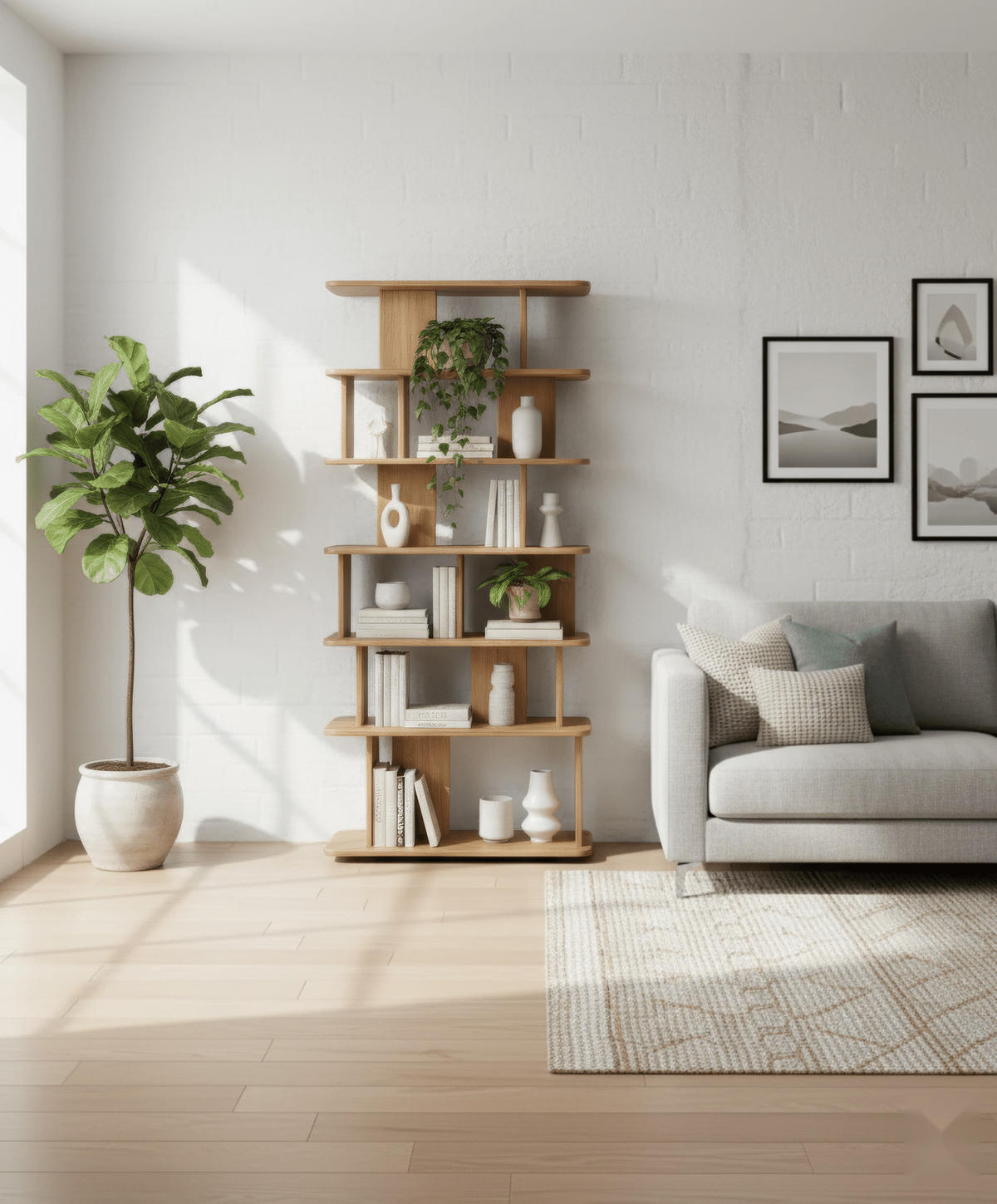 BÜCHERREGAL Franz, Natur Massiveiche - Beige, Holz (90/192/35cm) - WOODEK