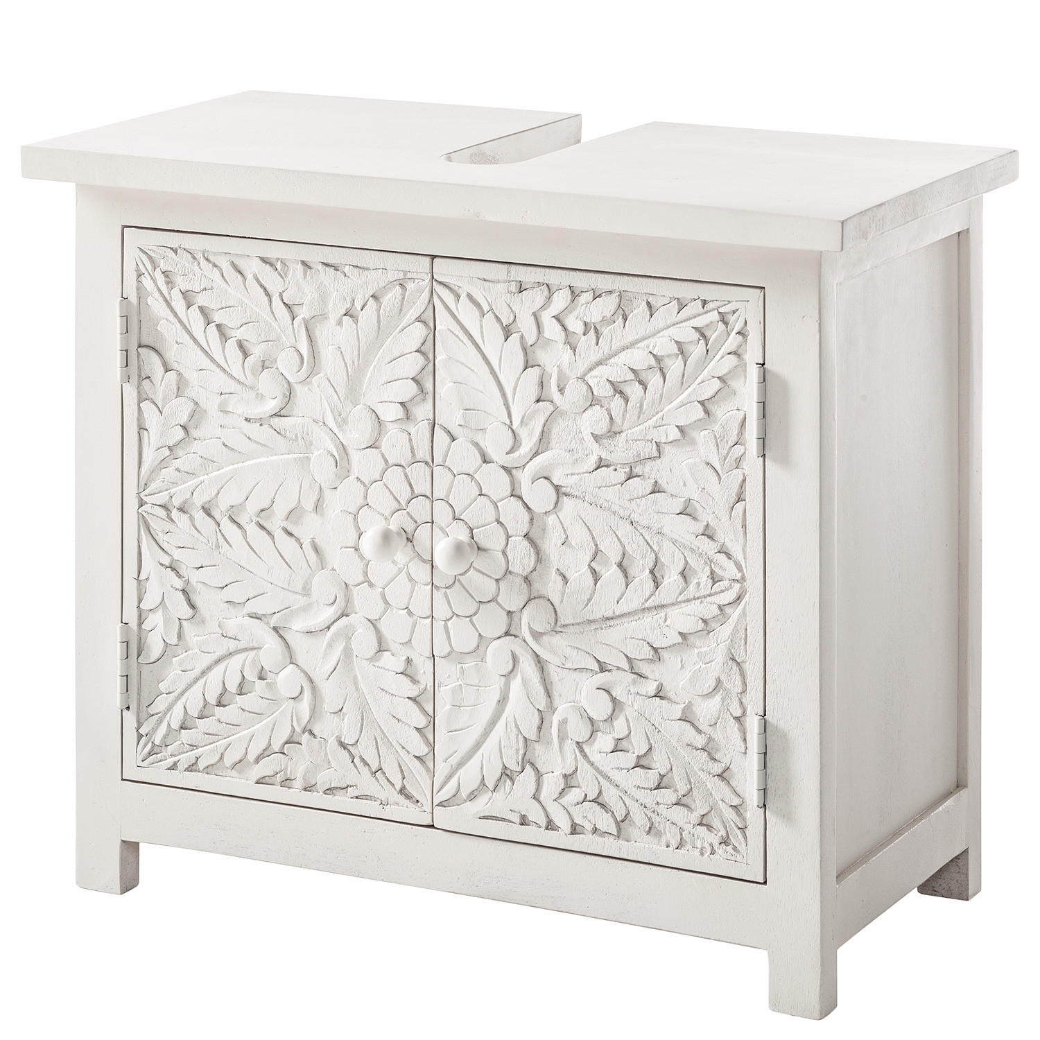 WASCHBECKENUNTERSCHRANK - Mango massiv - Weiß - Weiß, Holz/Holzwerkstoff (70/60/35cm) - home24