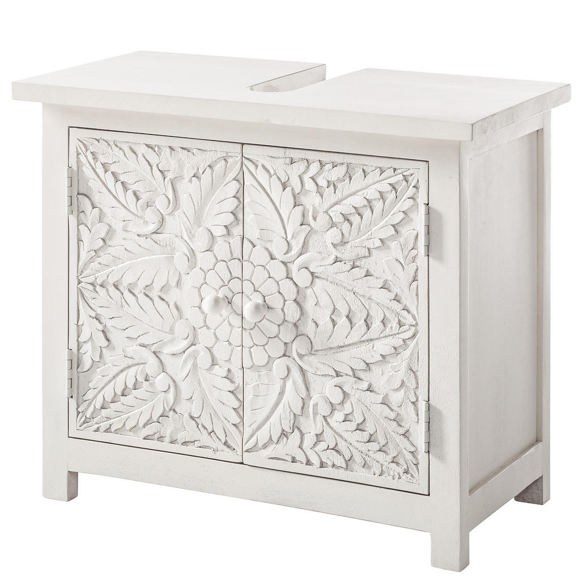 WASCHBECKENUNTERSCHRANK - Mango massiv - Weiß - Weiß, Holz/Holzwerkstoff (70/60/35cm) - home24